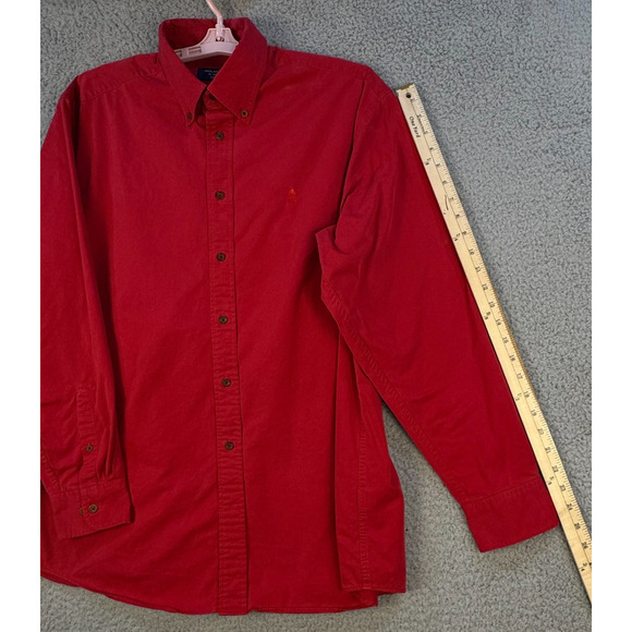 Roundtree And Yorke Outdoors Mens Large Red Cotton Button Down Shirt - Picture 4 of 12